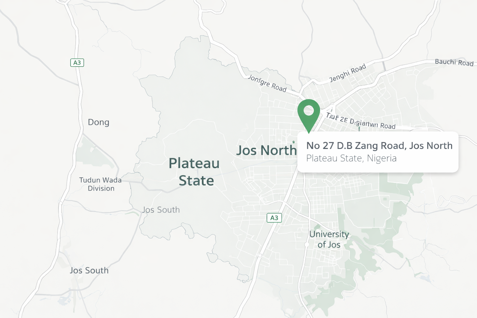 PSSSP Office Location - No 27 D. B Zang Road, Jos North